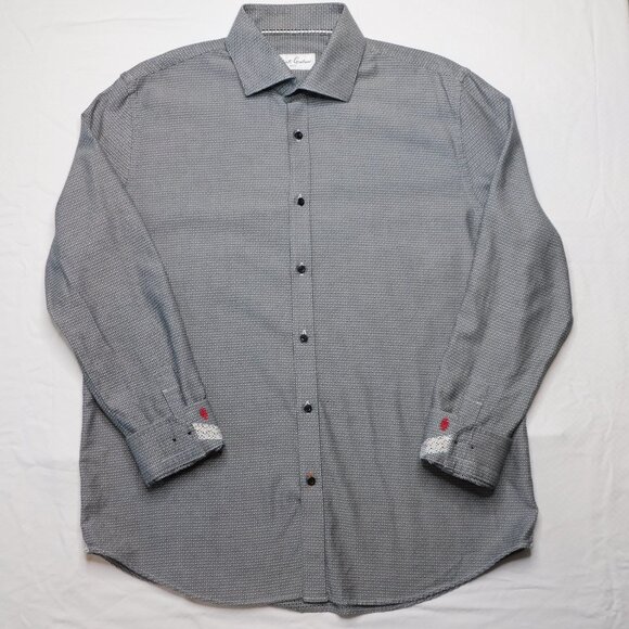 Robert Graham Black & White Diamond Patterned Dress Shirt | Fitted | EUC | 17 43 - Picture 3 of 14